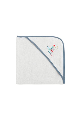 Sortie de bain Lulu Apolo - Blanc et bleu - 100 x 100 cm