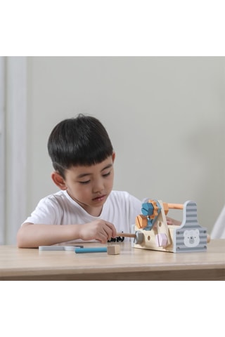 Scatola degli attrezzi in legno - 16 pezzi - Da 3 anni