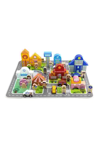 City Building Blocks in legno - 100 pezzi - Da 2 anni