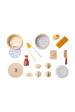 Set prodotti di dim sum in legno