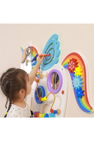 Pannello multiattività unicorno in legno - Da 18 mesi