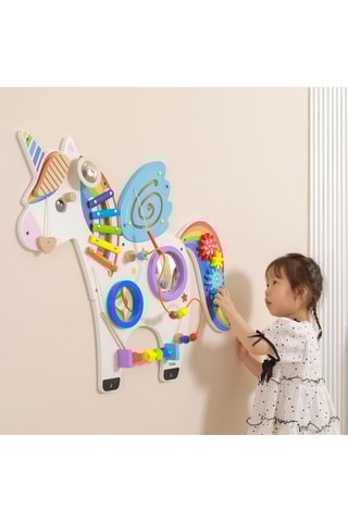 Pannello multiattività unicorno in legno - Da 18 mesi