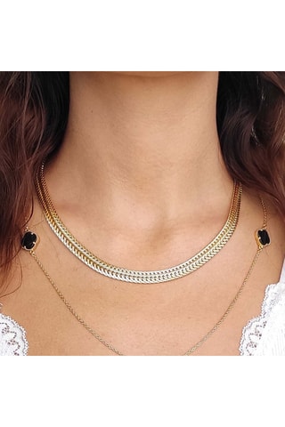 Colar choker - Latão folheado a ouro fino 