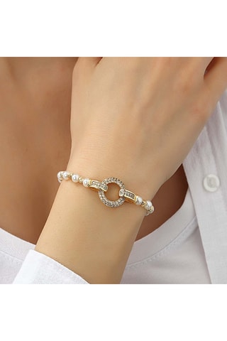 Pulsera - Latón chapado en oro y circones 