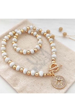 Collar de estrella polar - Latón chapado en oro y circones