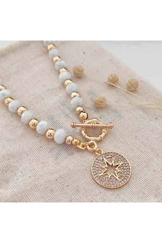 Collar de estrella polar - Latón chapado en oro y circones