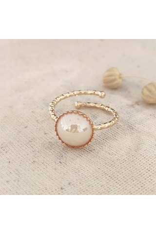 Anillo fino ajustable - Latón chapado en oro y perla sintética