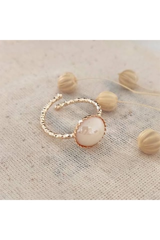 Anillo fino ajustable - Latón chapado en oro y perla sintética