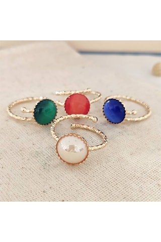 Anillo fino ajustable - Latón chapado en oro y perla sintética