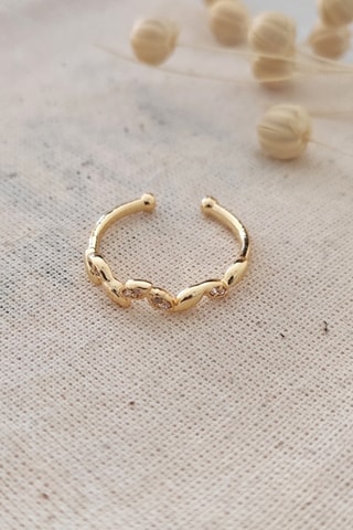 Anillo - Bañado en oro fino amarillo y circones