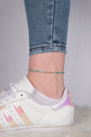 Corrente para tornozelo Turquesa e dourado