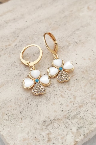 Pendientes bañados en oro fino amarillo - Nácar y circones