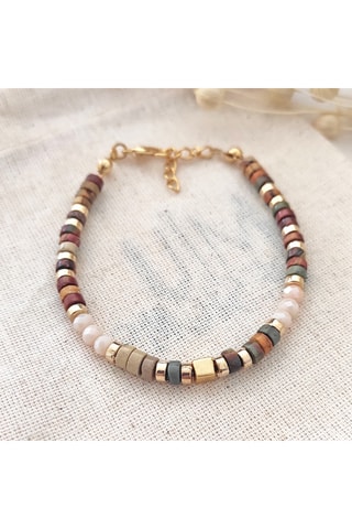 Pulsera de perlas - Latón chapado en oro