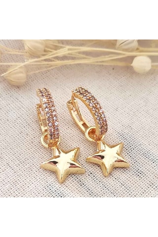 Criollas de estrellas - Latón chapado en oro y circones