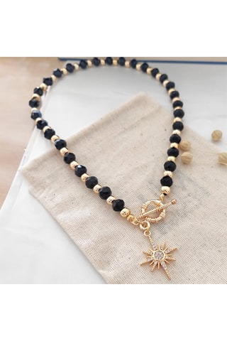 Collar de estrella - Latón chapado en oro, cristales y circones