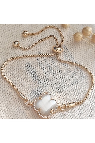 Pulsera de trébol - Latón chapado en oro y circón