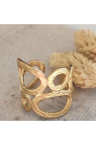 Anillo en espiral ajustable - Latón bañado y chapado en oro mate