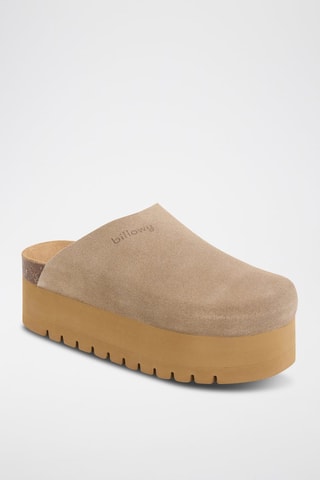 Leren Platform Clogs - Bruin