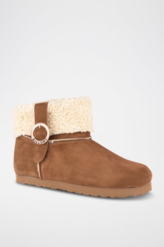 Gevoerde Nubuck Enkellaarzen Rosso - Bruin en Crèmekleurig