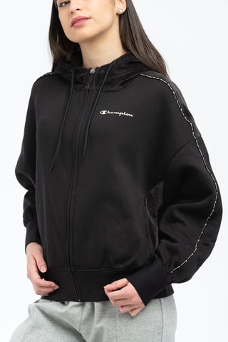 Sweat à capuche bi-matière - Noir