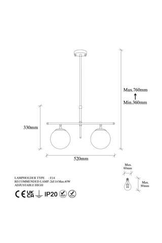 Suspension Roe - Doré - 2 x 40 W