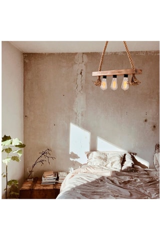 Suspension en bois Erebos - Naturel - 3 x 40 W