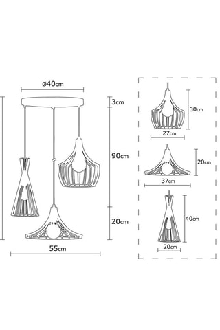 Suspension Mezopotamya - Cuivré et noir - 3 x 40 W