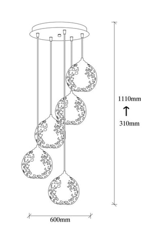 Suspension Fellini - Noir - 5 x 40 W