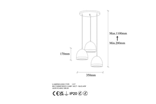Suspension - Doré - 3 x 40 W 