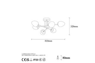 Plafonnier Camflo - Bronze - 6 x 15 W