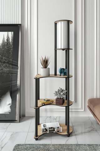 Lampadaire - Noir et imitation noyer - 40 W - 140 cm