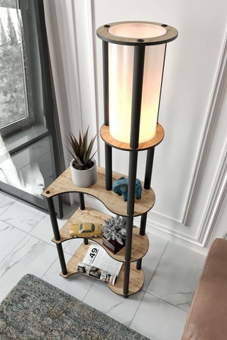 Lampadaire - Noir et imitation noyer - 40 W - 140 cm