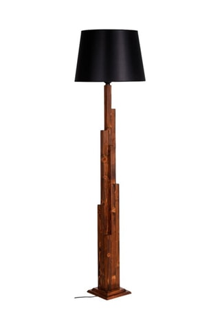 Lampadaire en bois - Naturel et noir - 40 W