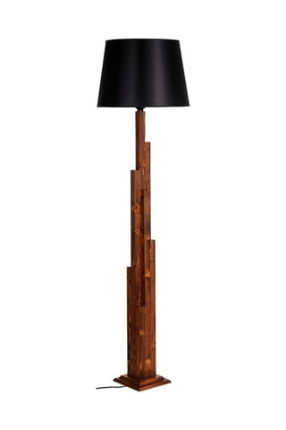 Lampadaire en bois - Naturel et noir - 40 W