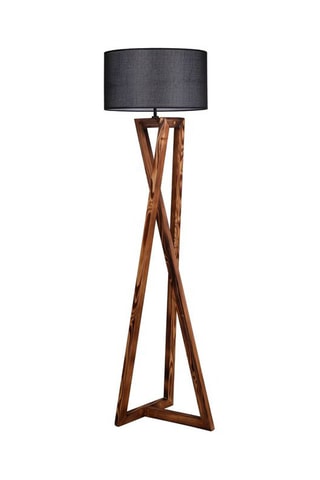 Lampadaire en bois - Naturel et noir - 60 W