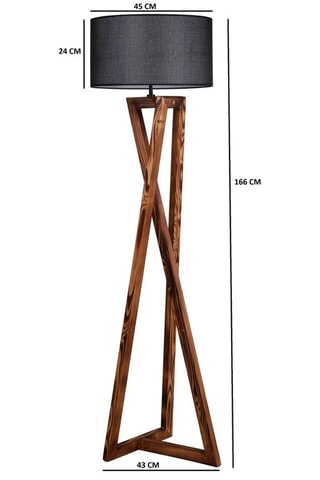 Lampadaire en bois - Naturel et noir - 60 W