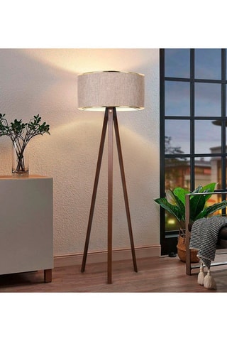 Lampadaire trépied - Marron et beige
