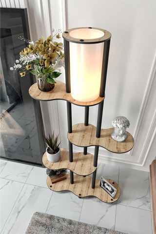 Lampadaire - Imitation noyer - 40 W