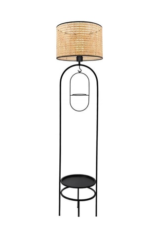 Lampadaire en rotin LED Ayd -  Naturel et noir