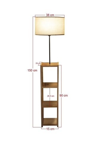 Lampadaire avec étagère en bois AYD-3150 - Naturel et blanc