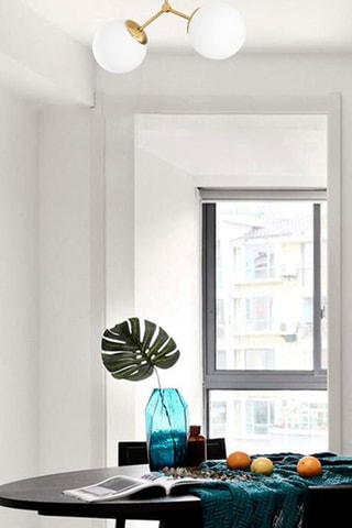 Suspension Damar - Doré et blanc - 2 x 100 W