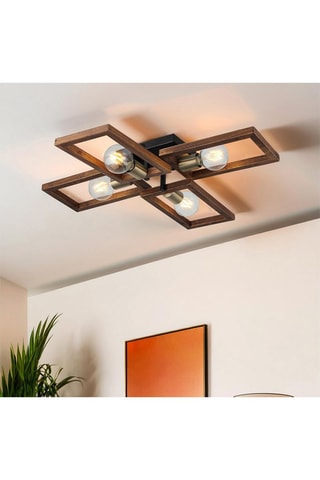 Plafonnier en bois Era - Noir - 4 x 20 W