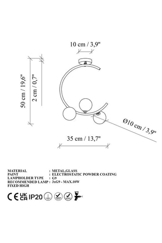 Suspension - Doré et blanc - 3 x 10 W