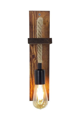 Applique murale en pin massif Ahsap - Naturel et noir - 40 W