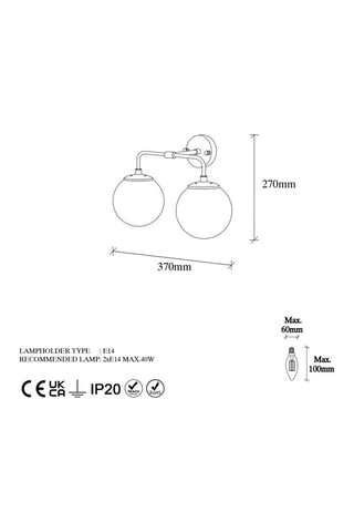 Applique murale Horn - Doré - 2x 40 W