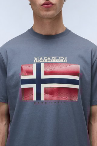 T-shirt S Lari - Cinzento-escuro e vermelho