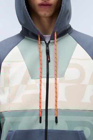 Sweat com capuz B Anghiari - Cinzento e verde-água