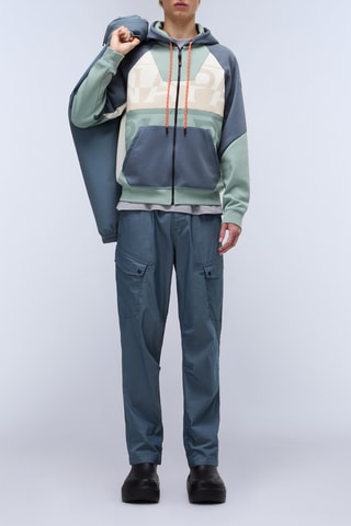 Sweat com capuz B Anghiari - Cinzento e verde-água