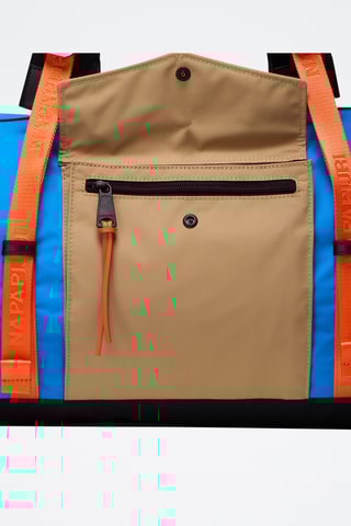 Saco tubo H Morra - Índigo e laranja