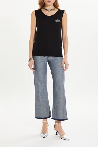 Débardeur en mérinos et soie - Noir